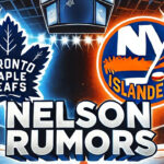 Toronto Maple Leafs and New York Islanders logos with the words Brock Nelson rumors below the logos