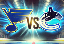 St. Louis Blues and Vancouver Canucks logos with the words Vs. between the logos
