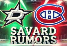 Dallas Stars and Montreal Canadiens logos with the words Savard rumors