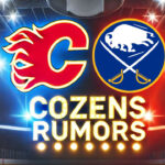 Calgary Flames and Buffalo Sabres logos with the words Cozens Rumors below the logos