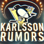 Pittsburgh Penguins logo with words Karlsson rumors below the logo