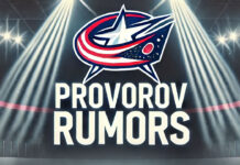 Columbus Blue Jackets logo with the words Provorov rumors below the logo