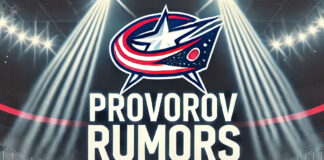 Columbus Blue Jackets logo with the words Provorov rumors below the logo