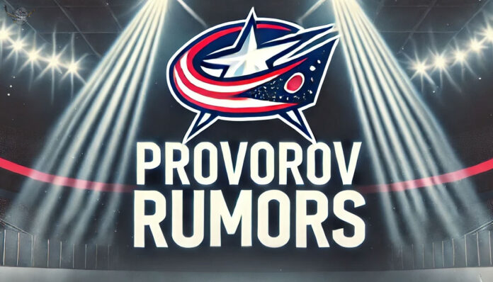 Columbus Blue Jackets logo with the words Provorov rumors below the logo