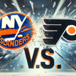 New York Islanders logo and Philadelphia Flyers logo with the words vs. below the logos