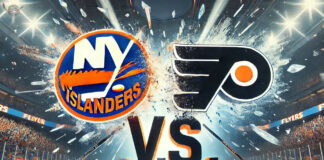 New York Islanders vs. Philadelphia Flyers: Game Preview, Prediction & TV Info New York Islanders logo and Philadelphia Flyers logo with the words vs. below the logos