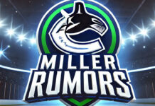 Vancouver Canucks logo with the words Miller rumors below the logo