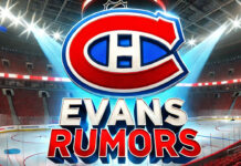 Montreal Canadiens logo with the words Evans rumors below the logo