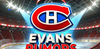 Montreal Canadiens logo with the words Evans rumors below the logo