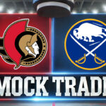 Ottawa Senators Trade Rumors: J.J. Peterka to the Senators? Ottawa Senators and Buffalo Sabres logos with the words mock trade below the logos