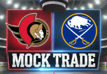 Ottawa Senators and Buffalo Sabres logos with the words mock trade below the logos