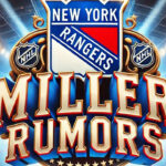 K’Andre Miller on the Trade Block? NY Rangers Could Make Another Shocking Move New York Rangers logo with the words Miller rumors below the logo