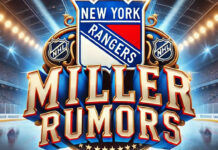 New York Rangers logo with the words Miller rumors below the logo
