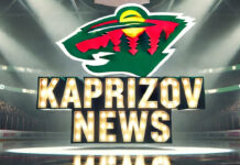 Minnesota Wild logo with the words Kaprizov news below the logo