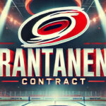 Carolina Hurricanes Rumors: Mikko Rantanen Trade Breakdown and Contract Insights Carolina Hurricanes logo with the words Rantanen contract below the logo