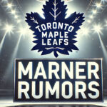Could Toronto Maple Leafs Trade Mitch Marner Before the NHL Trade Deadline? Toronto Maple Leafs logo with the words Marner rumors below the logo