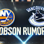 New York Islanders and Vancouver Canucks rumors with the words Dobson rumors below the logos