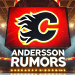 Calgary Flames logo with the words Rasmus Andersson rumors below the logo