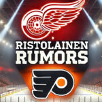 Detroit Red Wings and Philadelphia Flyers logos with the words Ristolainen rumors between the logos