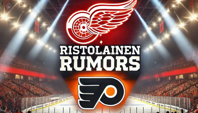 Why Ristolainen Makes Sense for the Red Wings Detroit Red Wings and Philadelphia Flyers logos with the words Ristolainen rumors between the logos