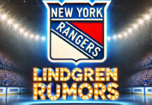 New York Rangers logo and the words Lindgren rumors below the logo
