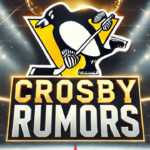 Habs and Avalanche Eye Crosby Trade, But Penguins Say No Deal Pittsburgh Penguins logo with the words Crosby rumors below the logos