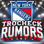 New York Rangers logo with the words Trocheck rumors below the logo