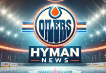 Edmonton Oilers logo with the words Hyman news below the logo