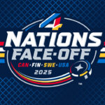 4 Nations Face-Off logo, featuring stylized flags of Canada, Finland, Sweden, and the United States.