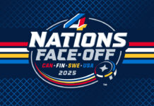 4 Nations Face-Off logo, featuring stylized flags of Canada, Finland, Sweden, and the United States.