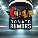Ottawa Senators and Chicago Blackhawks logos with the words Donato rumors below the logos