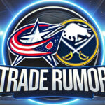 Columbus Blue Jackets and Buffalo Sabres logos with the words trade rumor below the logos