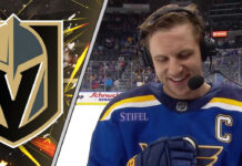 Brayden Schenn in a St. Louis Blues jersey