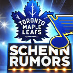 Brayden Schenn to Leafs? Spicy Trade Rumors & Stanley Cup Dreams Explode! Toronto Maple Leafs and St. Louis Blues logos with the words Schenn rumors below the logos