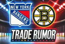 Boston Bruins forward Trent Frederic rumored to be a trade target for the New York Rangers.