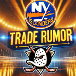 New York Islanders and Anaheim Ducks logo with the words trade rumor between the logos
