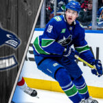 Drew O'Connor signing his contract extension with the Vancouver Canucks.
