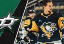 Erik Karlsson Pittsburgh Penguins jersey on ice, potential 2025 NHL trade to Dallas Stars rumor