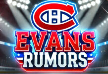 Montreal Canadiens logo with the words Evans rumors below the logo