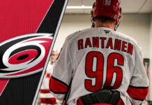 Mikko Rantanen in Carolina Hurricanes uniform during a game