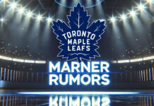Toronto Maple Leafs logo with the words Marner rumors below the logo