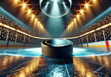 NHL hockey puck on ice