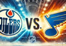 Edmonton Oilers and St. Louis Blues logos with the words vs between the logos