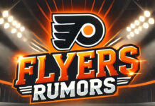 Philadelphia Flyers logo with the words Flyers rumors below the logo