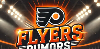 Philadelphia Flyers logo with the words Flyers rumors below the logo