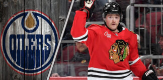 Ryan Donato in action with the Chicago Blackhawks