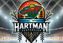 Minnesota Wild logo with the words Hartman suspension below the logo