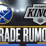 Quinton Byfield Rumors: Kings’ Bold Move, Sabres’ Potential Gamble Buffalo Sabres and LA Kings logos with the words trade rumor below the logos