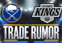 Buffalo Sabres and LA Kings logos with the words trade rumor below the logos