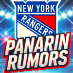 Breadman on the Move this summer? Panarin Trade Buzz Heats Up in NYC! New York Rangers logo with the words Panarin Rumors below the logo